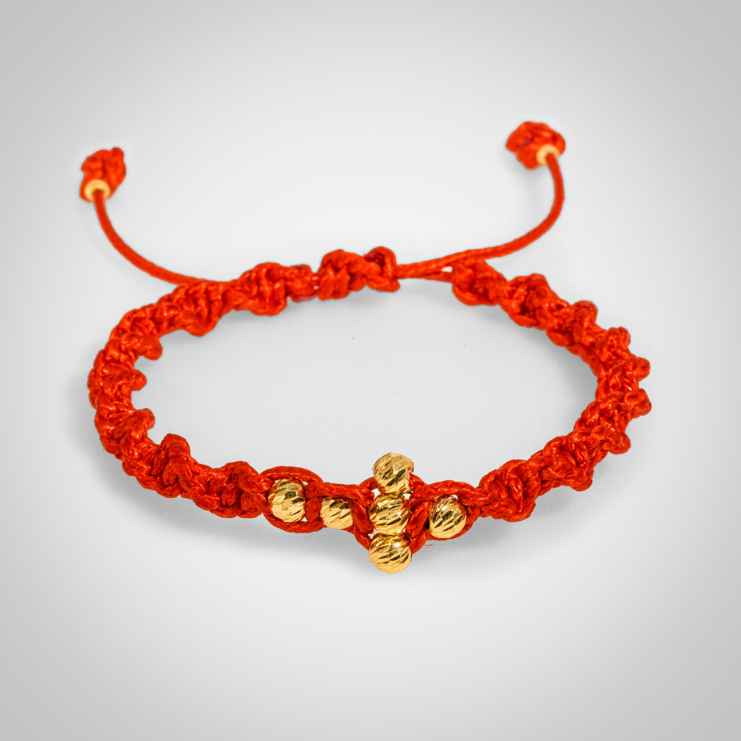 Chinese Red Bracelet With Cross Meaning Adjustable Men's Religious