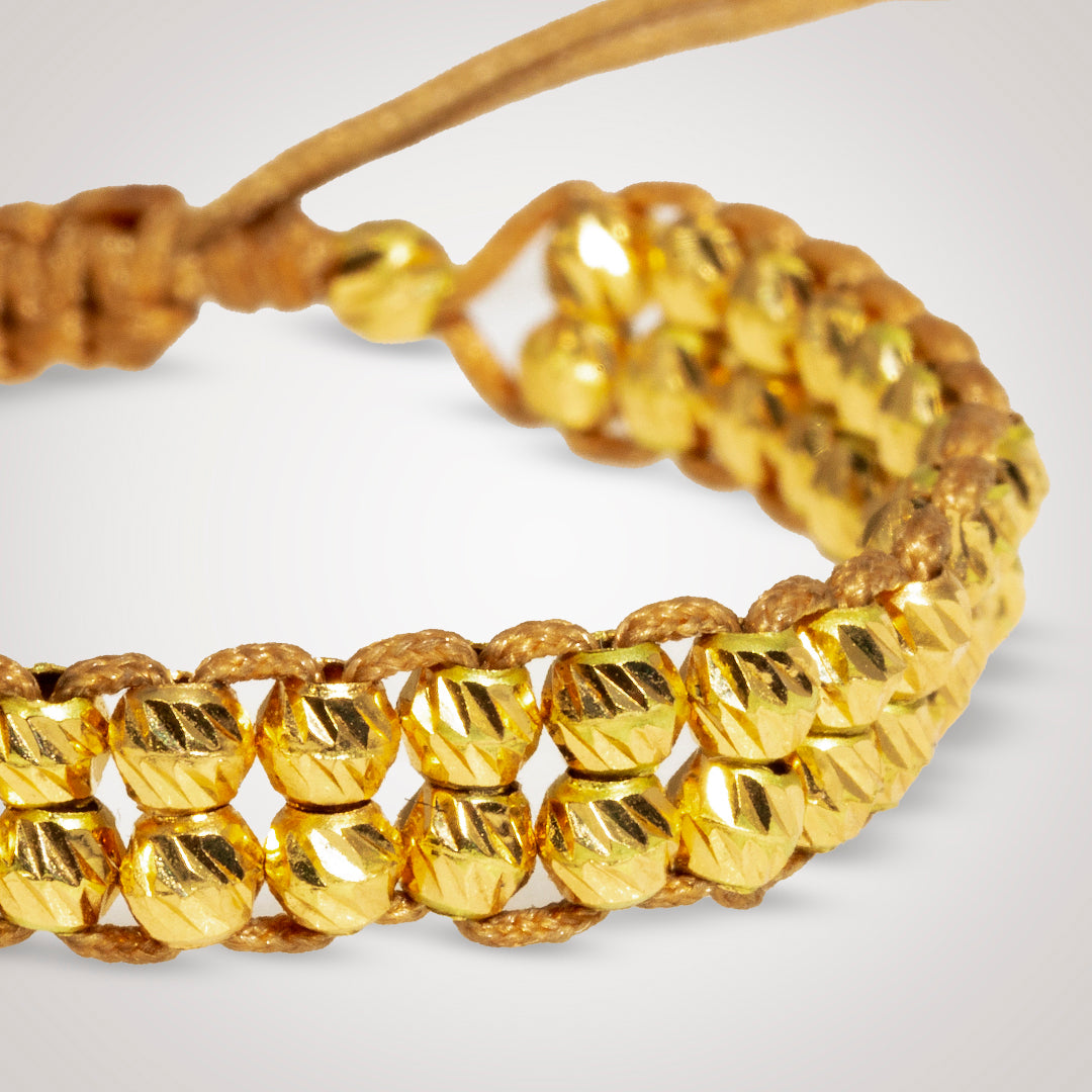 Pulsera Athenea con bolas diamantadas en oro de 18K