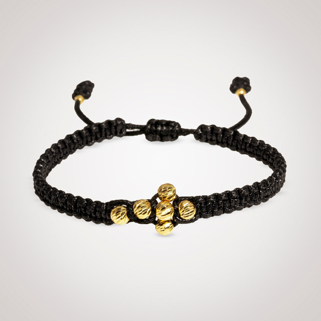Pulsera Cross Catriel con bolas en oro diamantado de 18K