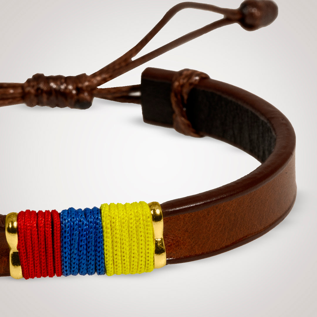 Pulsera Holy Colombia en cuero genuino mate