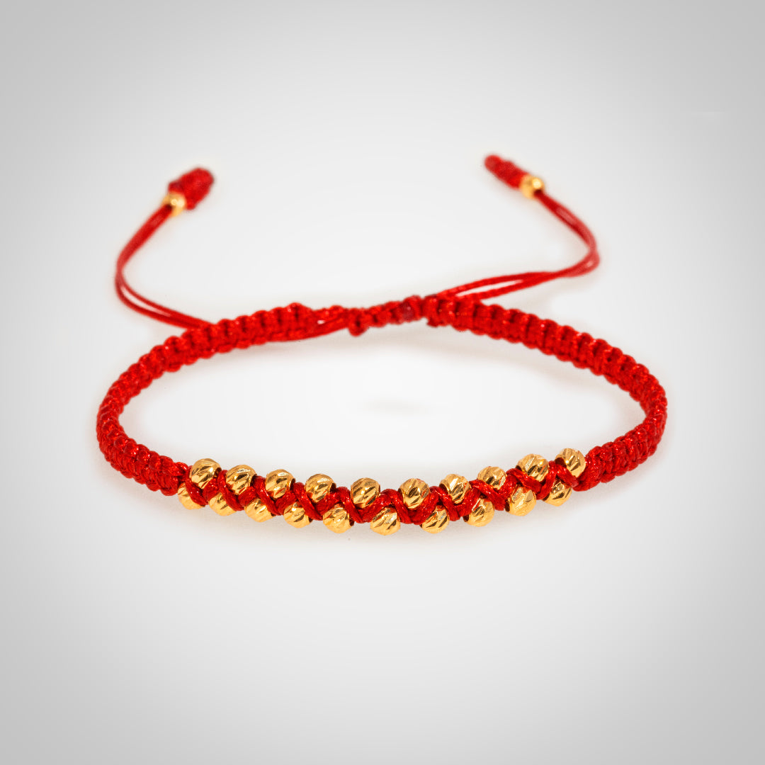 Pulsera IXIA en Cuero – Hecha a Mano con Bolas de Oro de 18K Diamantado