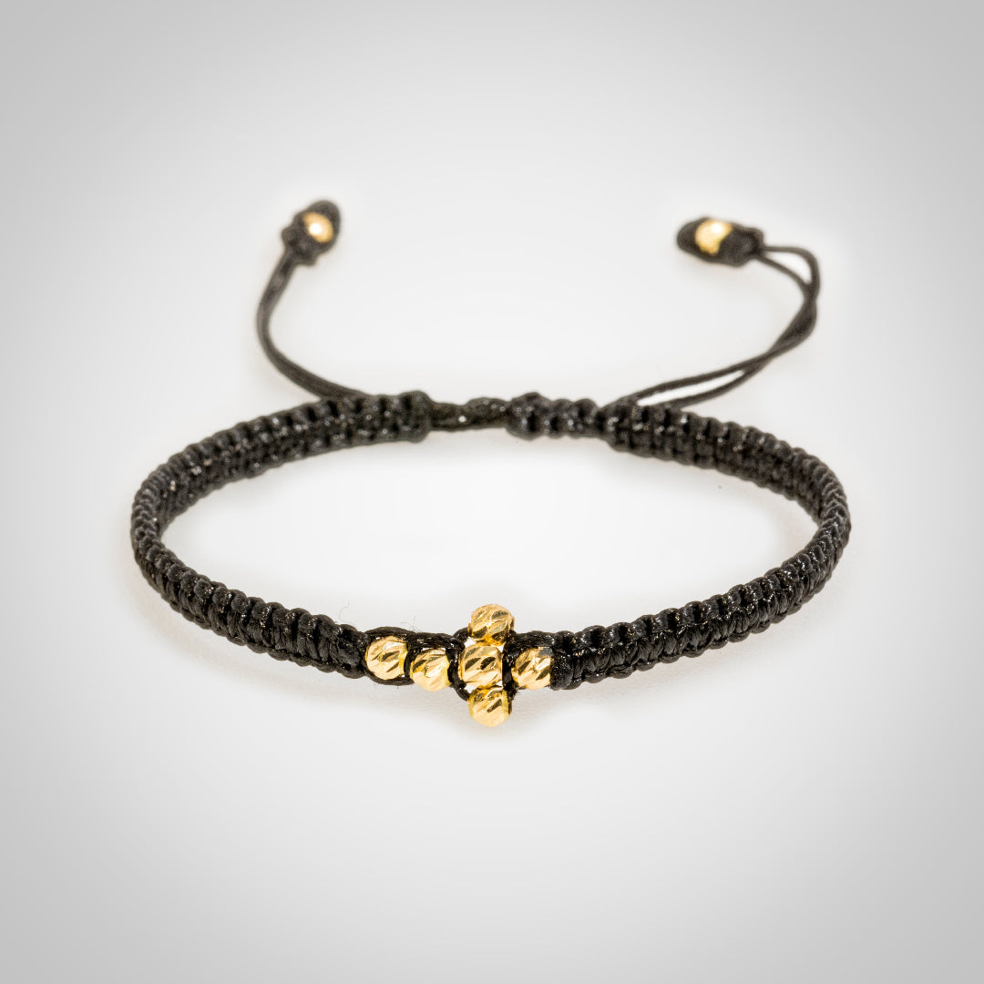 Pulsera Cross Lira con Bolas Diamantadas en Oro de 18K