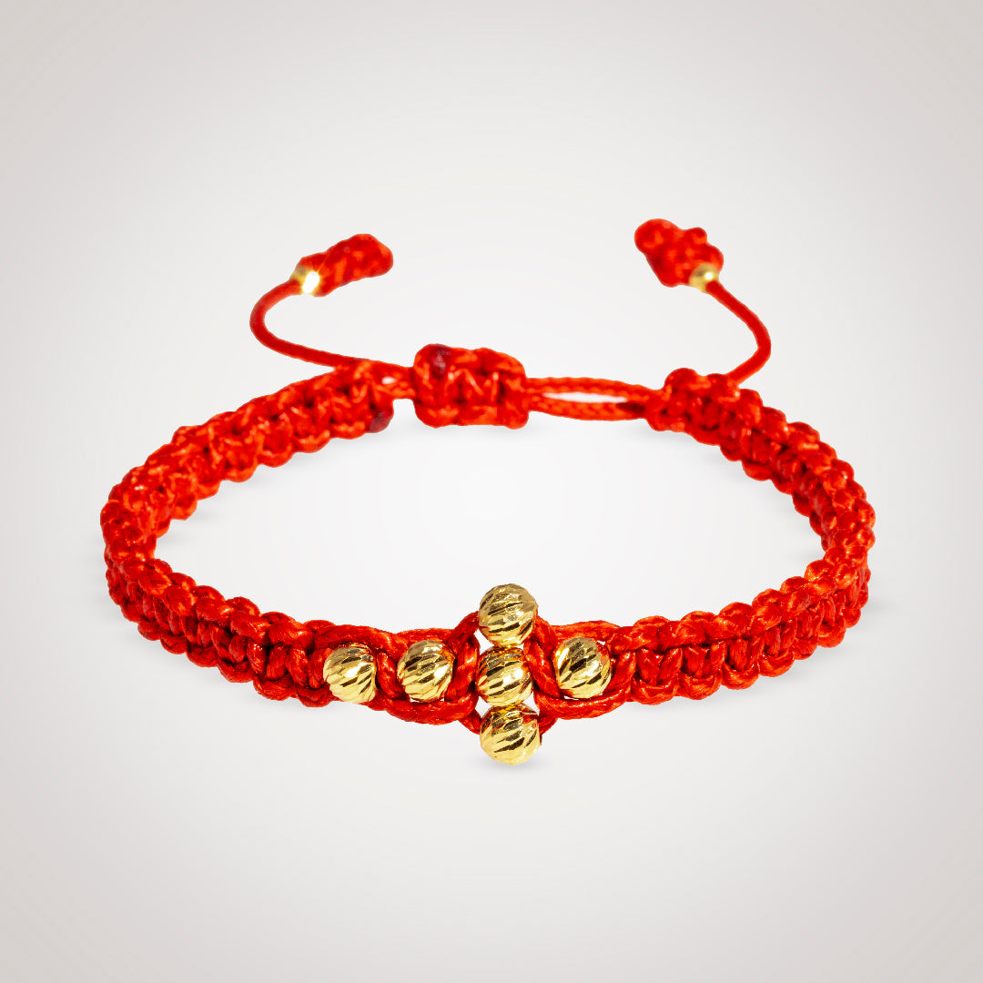 Pulsera Cross Catriel con bolas en oro diamantado de 18K