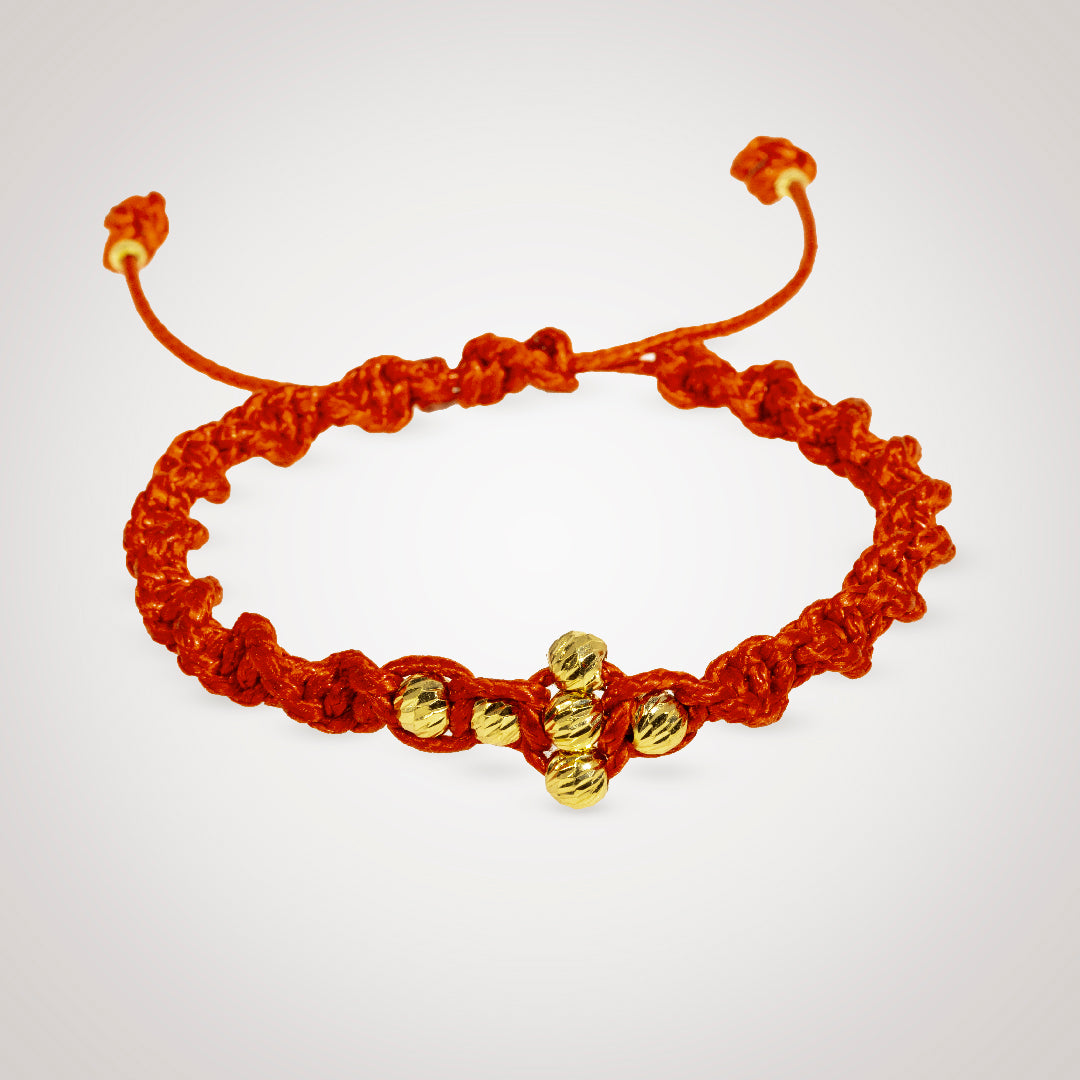 Pulsera Cross Basil con bolas en oro diamantado de 18K